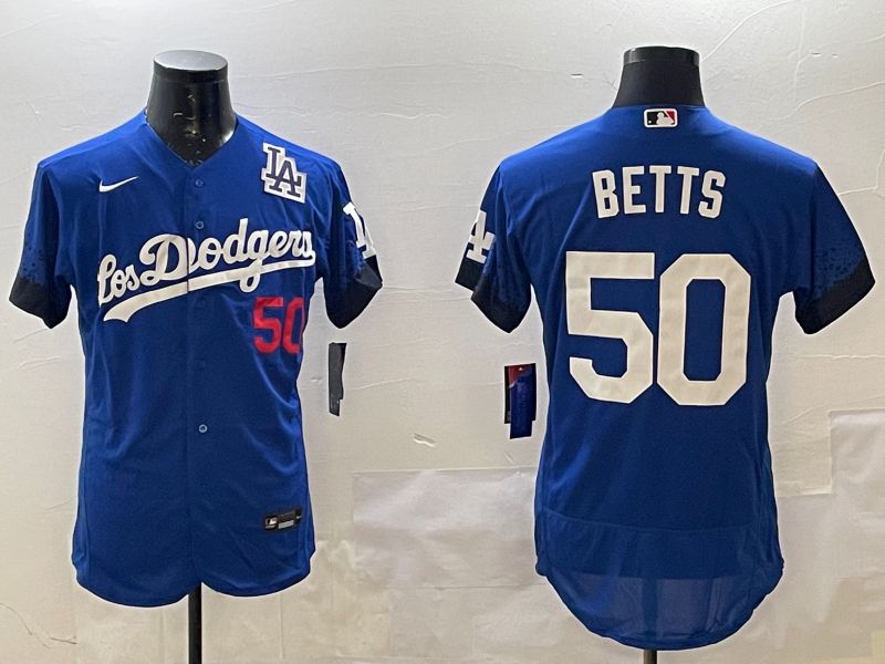 Men Los Angeles Dodgers 50 Betts Blue City Edition Elite Nike 2025 MLB Jersey style 5